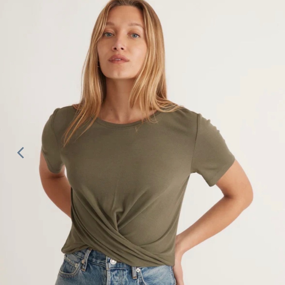 Marine Layer Lexi Rib Twist Front Top Dusty Olive